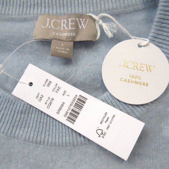 NWT J.Crew Dip-dyed Brushed Cashmere Crewneck Sweater in Fresh Air Evening L - Picture 5 of 9